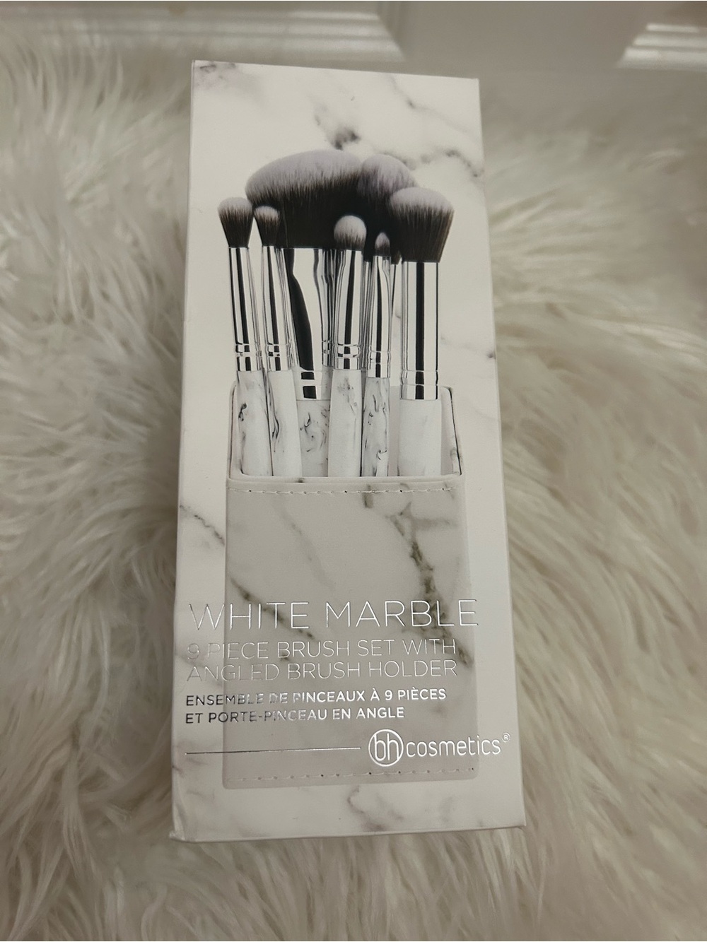 BH Cosmetics White Marble 9-Piece Brush Set - White, Gray